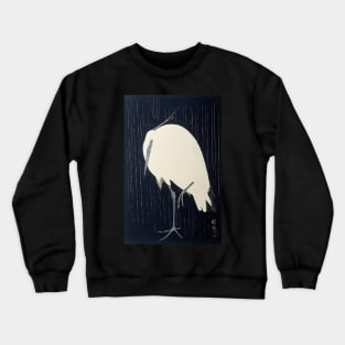 Heron in Rain by Ohara Koson Crewneck Sweatshirt